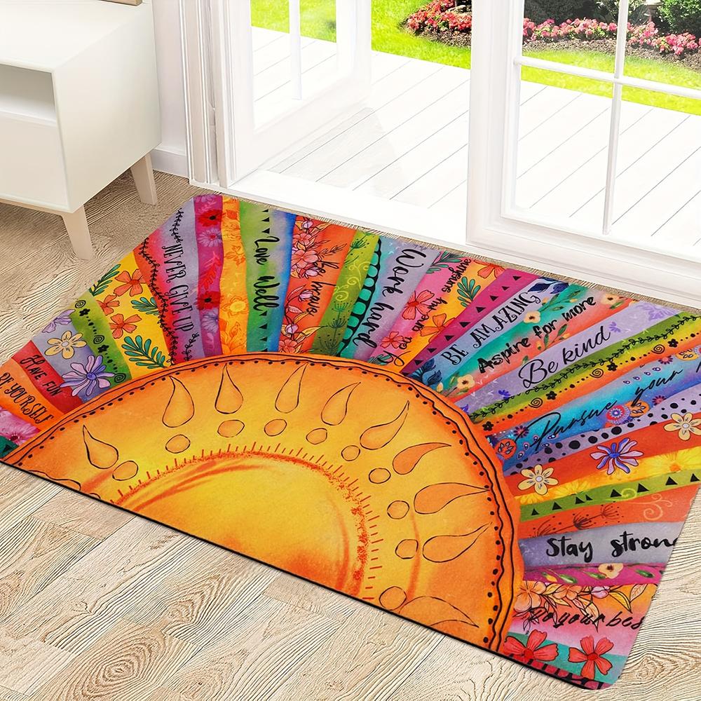 2D Flat-1pc Colorful Doorway Floor Mats , Suitable for entrance, kitchen, living room, rectangular carpet decoration.