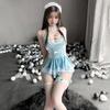 Cosplay Maid Erotic Extreme Cute Blue White Maid Cosplay Innocent Style One Piece Baby Doll Temptation Women Adult Costume Christmas Day Anniversary