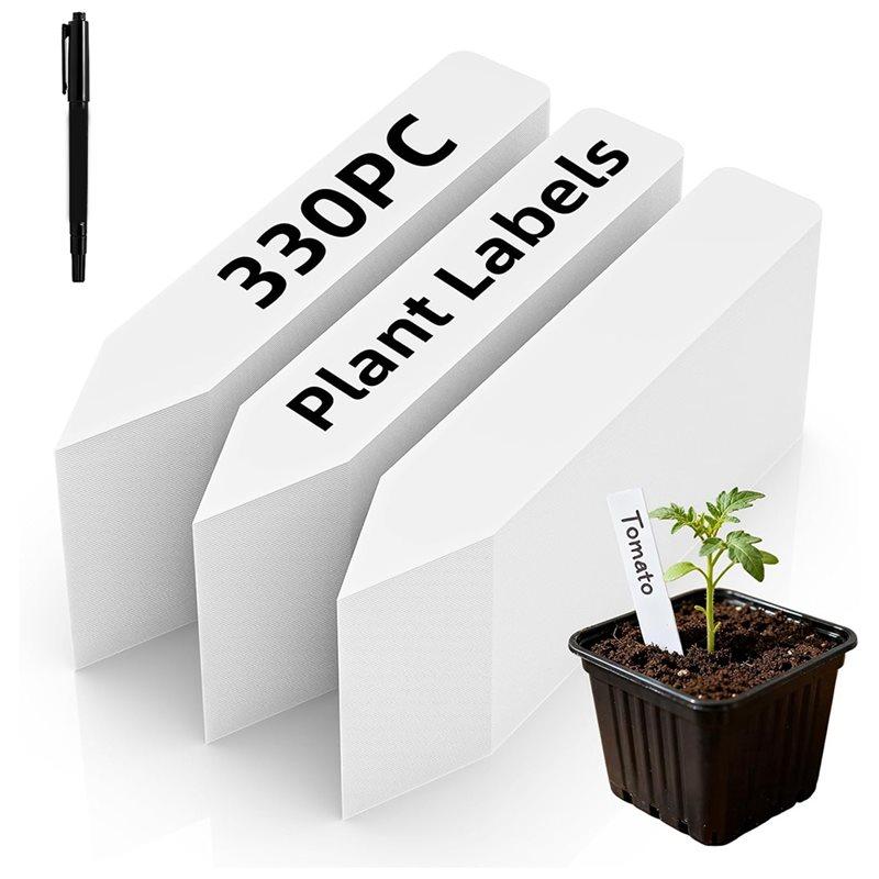 Reusable Garden Tags 4", 330Pcs Waterproof Plastic Plant Labels With Marker Pen Ideal For Seedlings, Vegetables& Flowers