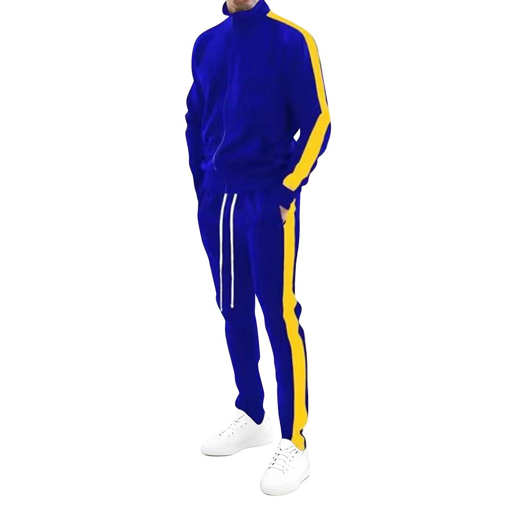 Men's Turtleneck Casual Sportswear Trendy Suit Zipper Jacket Trousers Suit