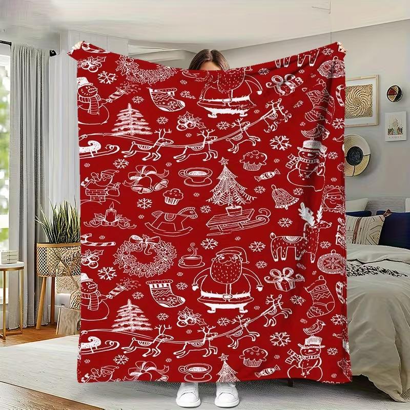 Trending Green Christmas Pattern Blankets & Throws Nordic Tree Style Luxury Blanket for Living Room Bedroom Sofa Winter Use