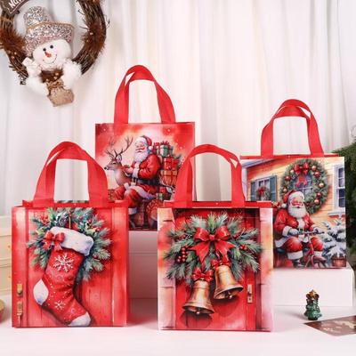 4Pcs Christmas Gift Bag Santa Non-Woven Bag Christmas Decorations For Home 2025 Xmas Navidad Noel Gifts  Year Packaging Bag
