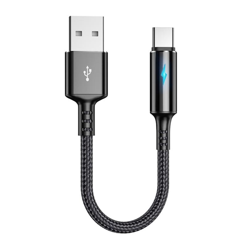 Compact USB C To USB A Charging&Data Cable 2.4A Charger Cord Wire 25cm Short Cord,Nylon and Aluminum Alloy Material