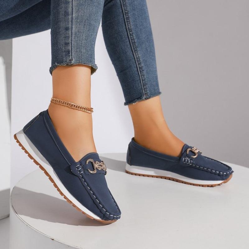 Plus-size Shoes, Single Shoes, Women's Shoes, New Metal Flat Thick-soled Shoes, Loafers