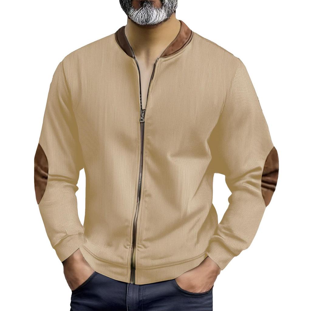 Available: Men's 2025 Autumn/Winter Casual Color Block Zipper Cardigan Sweatshirt, European American Style Workwear.
