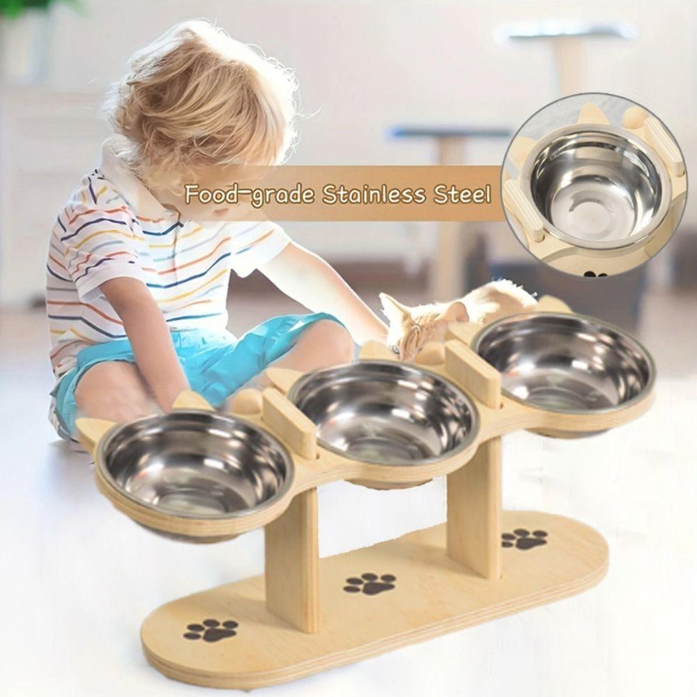 15 ° Slant Cat Food Water Bowl Anti-flip Elevated Pet Feeder Bowl  Household
