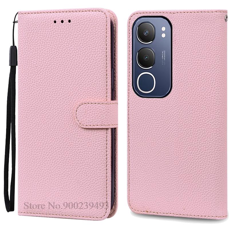 

Для Vivo Y19S чехол-книжка кожаный чехол для Vivo Y19S чехол для телефона откидная крышка защитный задний чехол Fundas Shell For Vivo Y19S розовый