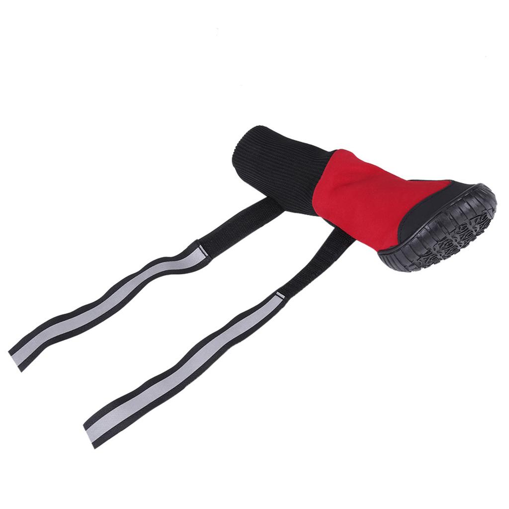 4-teiliges Set, wasserdichte Hundeschuhe, rutschfeste Schutzstiefel für große Hunde, Rot, L