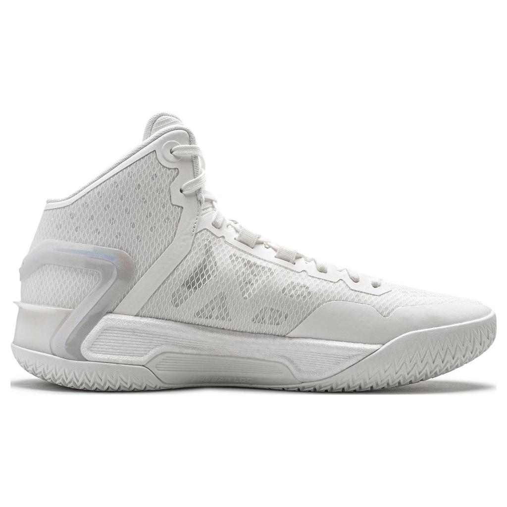Li Ning Liren 4 Weißer Perlmutt Mittelhohe Basketballschuhe Unisex Nebelweiß ABAT095-8