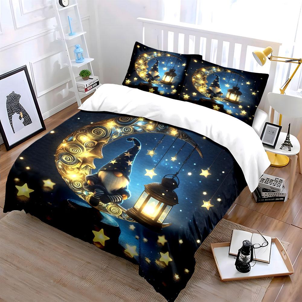 Fairy Moon Gnome Led Decor Multiple Sizes Kid'S And Adults' Bedroom Exquisite 3Pc Bedding Set, Gift