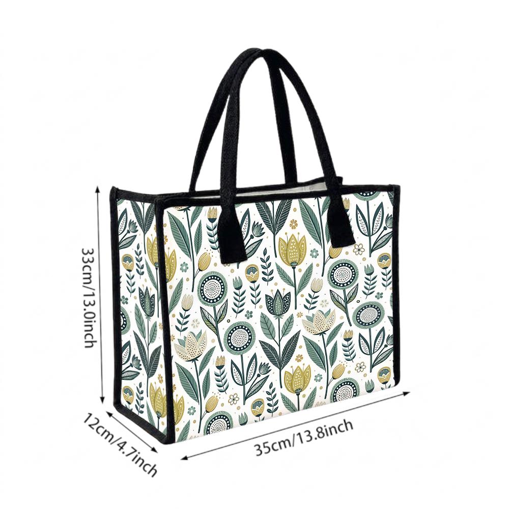 Boho Floral Tote Bag Casual Reusable Shopping Shoulder Bag for Daily Use