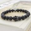 Volcanic Rock & Copper Zircon Crown Bracelet - Black Matte