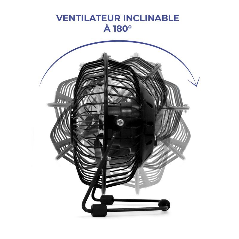Pullman - Mini Ventilateur De Bureau Usb - Portable, Léger, Orientable - En Métal Noir