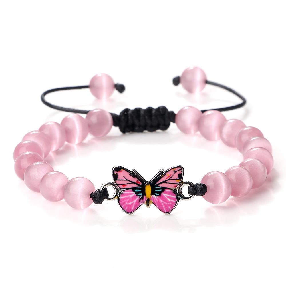 Adjustable Hand-Woven Bracelet with Butterfly Pendant for Women, Men's Gift, In Stock