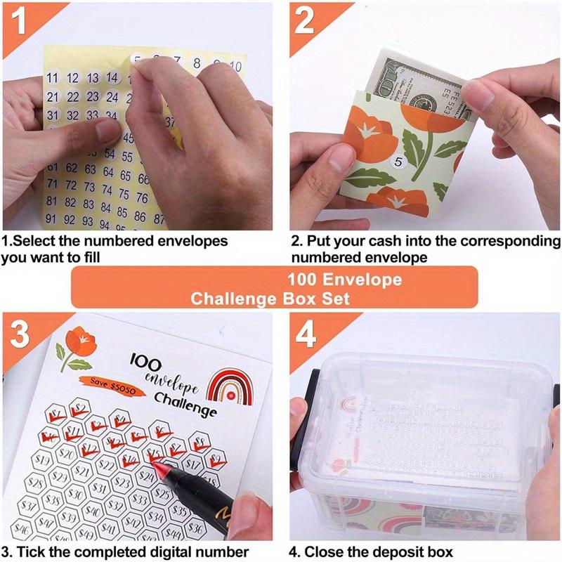 1 Set 100 Envelope Save Challenge, 100 Days Storage Budget Save Challenge Box Kit