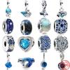 New 925 Silver Blue Series Sparkling Zircon Charms Beads Fit Original Pendant Bracelet DIY Fashion Woman Jewelry