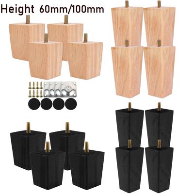 4 Peças Pés de Móveis 6/10cm Quadrados Madeira Maciça Pés de Sofá Substituição Pés de Sofá para Poltrona Cama Cômoda Armário Pés de Móveis