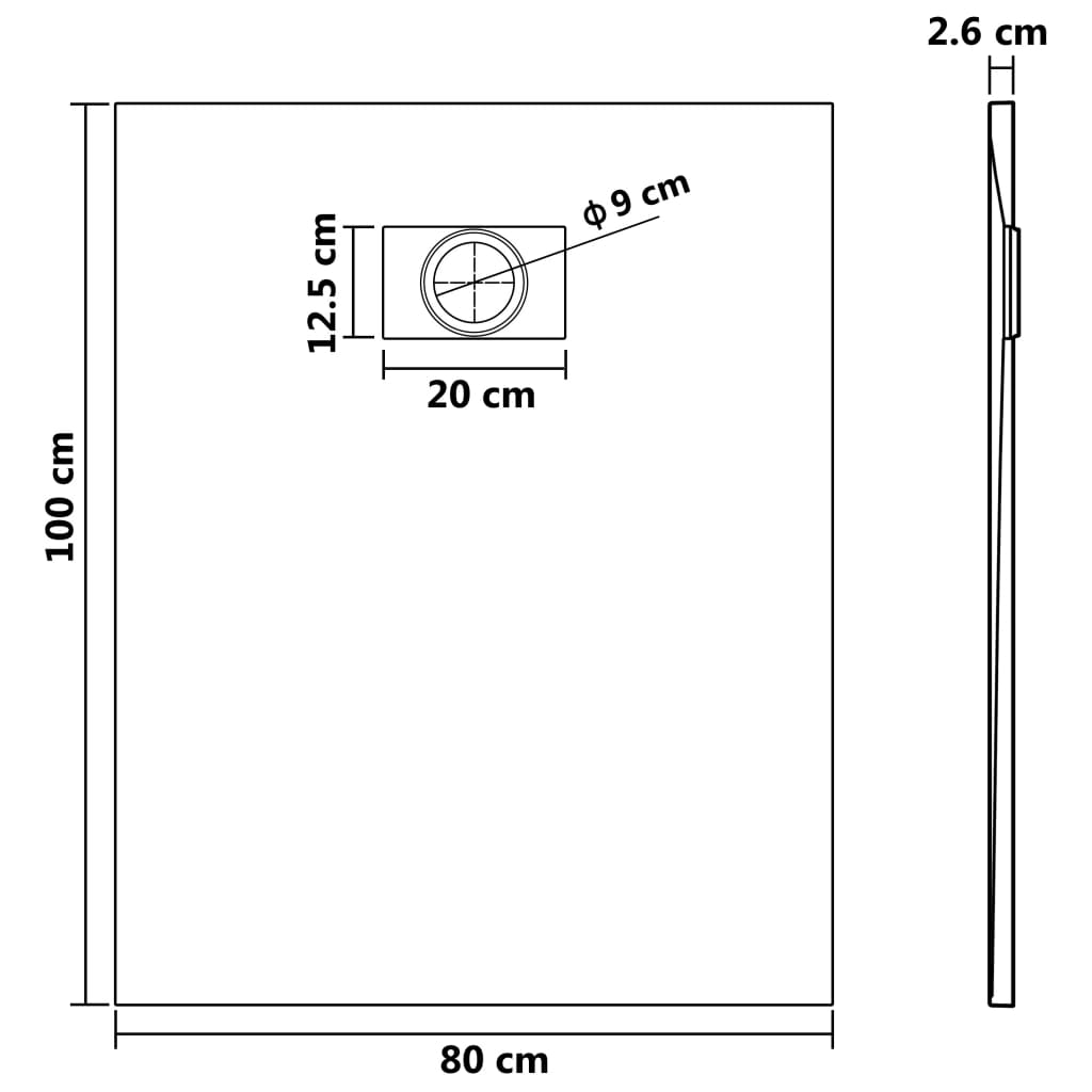 Vidaxl Shower Tray, SMC, White, 100 X 80 Cm