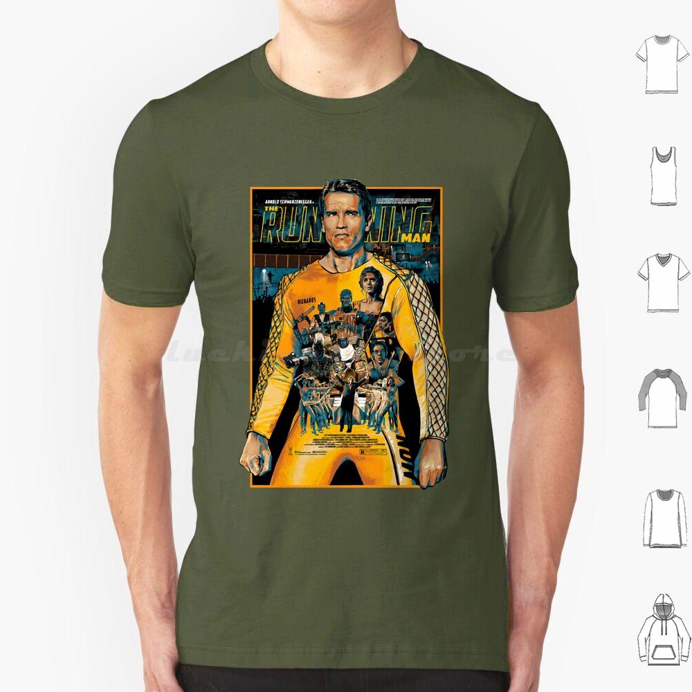 The Running Man Poster T Shirt Big Size 100 Cotton The Running Man Arnie Schwarzenegger Movie Action 80s Retro Geek Arnold