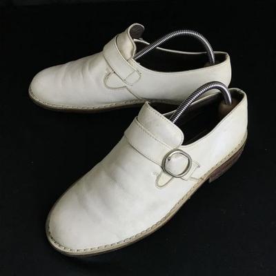 Itálie FUTABAYA Kožené Mokasíny Monk Strap 38 24 Bílé(POUŽITÝ)