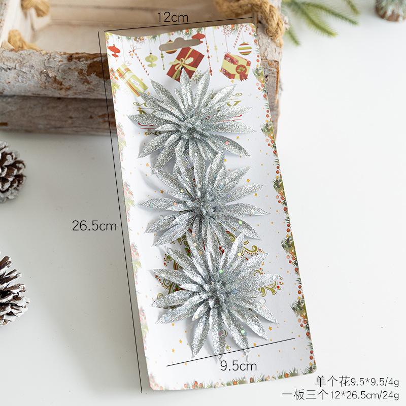 

3pcs/set Christmas Decorations Glitter Simulation Fake Flowers Christmas Tree Scene Arrangement Plastic Flower Decoration Props 1pc серебряный