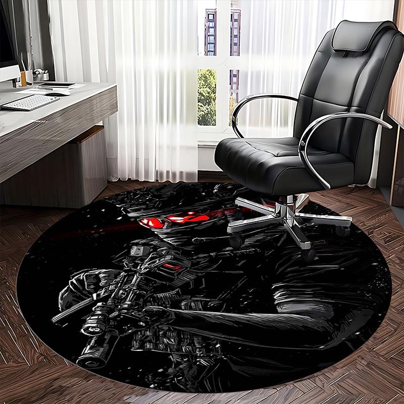 Black Powder Red Earth Chair Mat Round Rug-Office Carpet, Machine Washable, Non-slip, Suitable for Living Rooms, Bedrooms, Entryways, and Ho