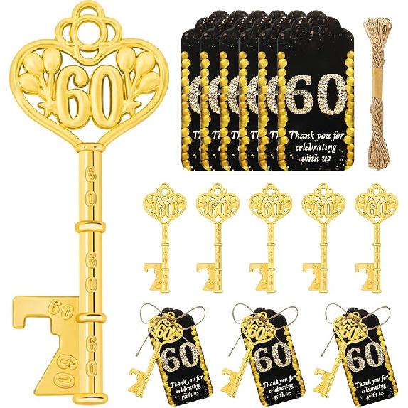 50Pcs 50th Gold Key Bottle Opener 50th Birthday Party Favors, 50th Anniversary Souvenirs Return Gifts 50th Key Beer Bottle Opener With Thank You