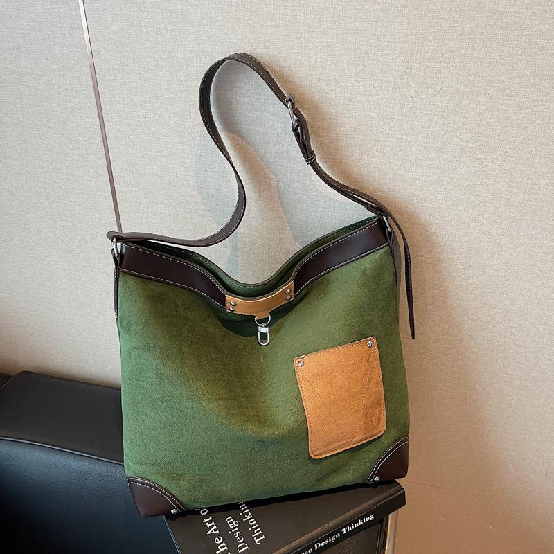 Autumn and Winter New Women's Bags Fashion Trend Commuter Splicing Simple Tote Underarm Bag Trendy Bag Shoulder Bag