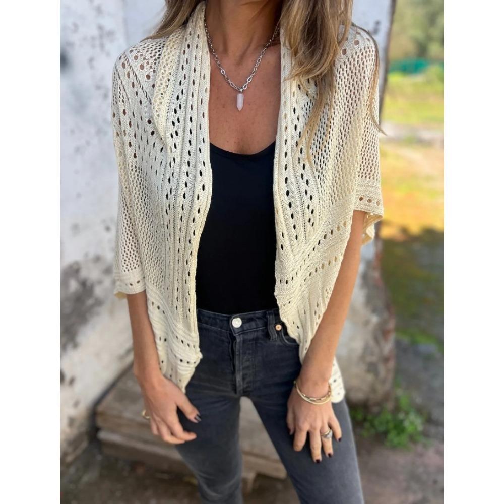 The New Autumn Style of Hollowed-out Half-sleeved Cardigan Is A Fashionable and Trendy Knitted Sweater Cardigan