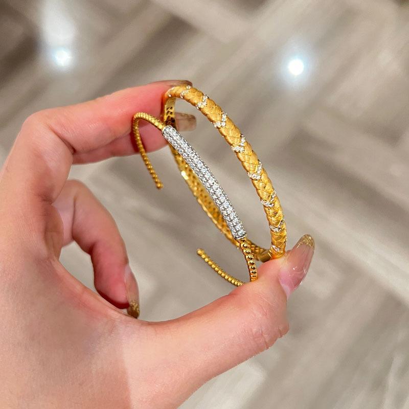 Light Luxury High Quality Half Circle Round Bead Micro Diamond Bracelets For Women Classic Simple And Fashion Bangles Jewelry