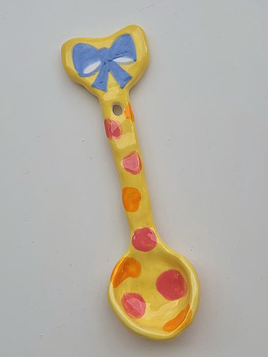 Deulkkot Ceramic Blue Ribbon Yellow Spoon Blue Ribbon Yellow Spoon