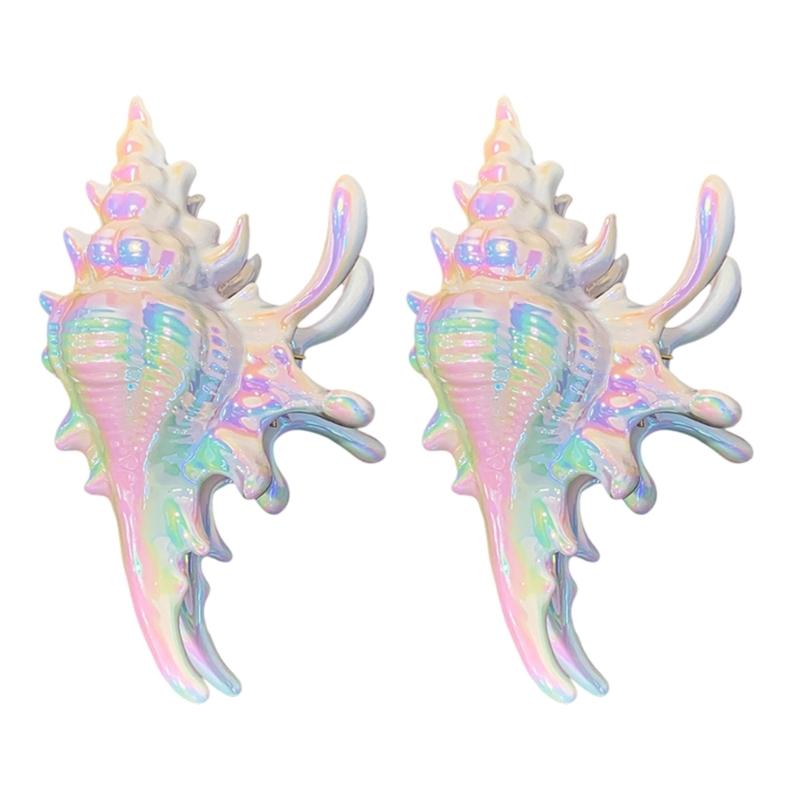 2PCS Large Conch Hair Claw Clip For Women Stylish Acrylic Marine Theme Design Secure Holder Hair Clamp Hair Accessory