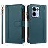 For Oppo Reno13 5G (Global) Leather Case 9 Card Slots Zipper Wallet Stand Phone Cover with Wrist Strap