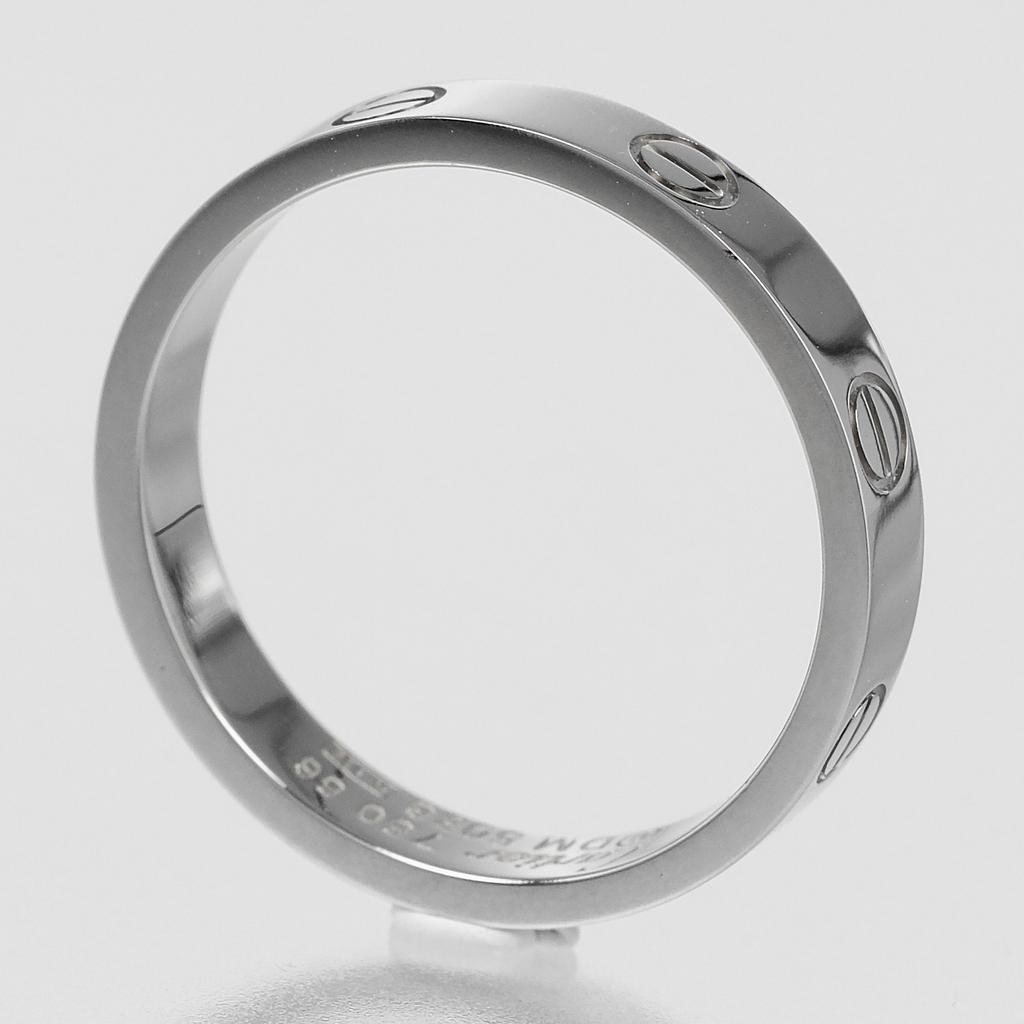 CARTIER Love Small Model Ring K18 white gold #7.6(US Size) 4.5g Women Used