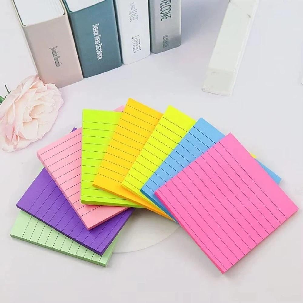 8Pcs with Lines Memo Pad Paper 8 Rainbow Color Writing Memo Pad Student Writing Marker  Notepad