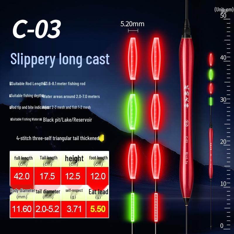 Canna da Pesca a Roccia a Lunga Distanza con Galleggiante Elettronico Luminoso a Doppio Uso per Giorno e Notte - Marcatore Scorrevole Spesso Super Accattivante