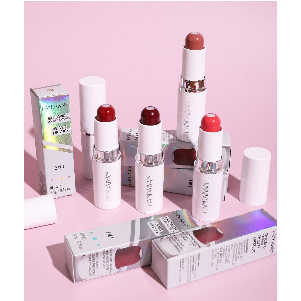 HANDAIYAN Lipstick Lippenstift, Twa -in-ien, Hert -LIP, Reade Froulike Matte Hydraterend En Hydraterend Is Net Maklik Te Ferklearjen