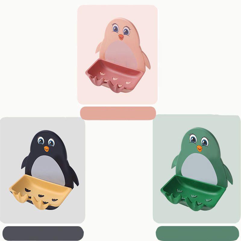Bathroom Household Perforated Little Penguin Drain Toilet Soap Box Wall Mounted Soap Dish Toilet Suction Cup Storage Soap Box