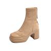 European spring and autumn high-heeled short boots women's 2025 new small man looks tall, autumn and winter thin with skirt thick-soled Martin boots