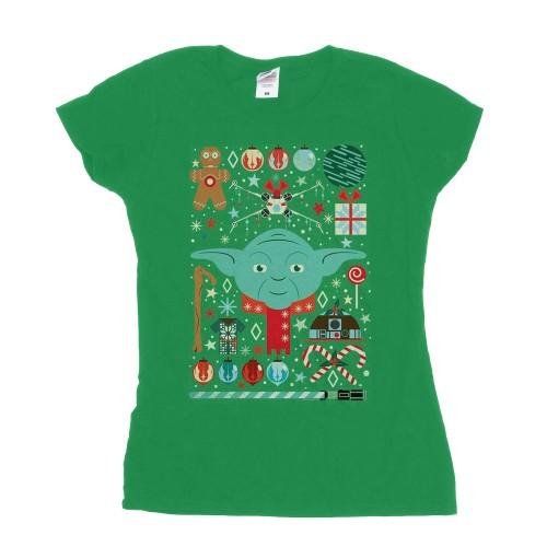 STAR WARS Womens/Ladies Yoda Christmas Cotton T-Shirt