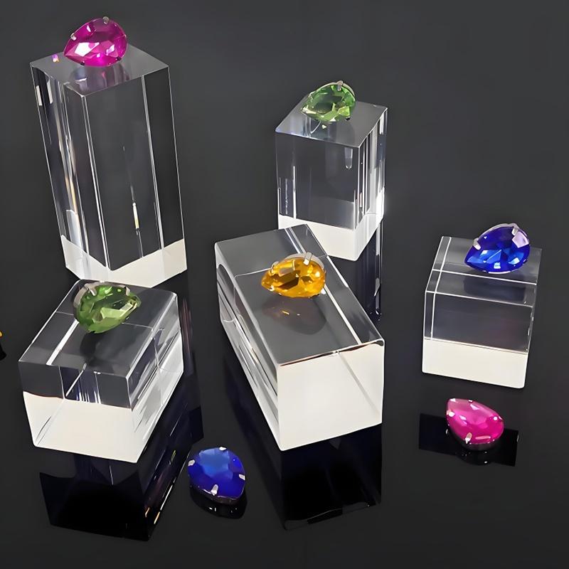 5pcs Transparent Acrylic Column Display Stand 3D Square for Dessert Cake Merchandise Cosmetics Jewelry Bases Decor Accessories