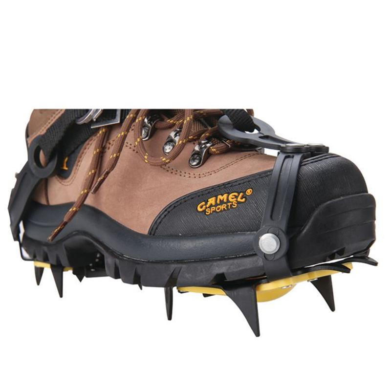 10 Dientes Agarrador de Hielo Profesional Zapatos con Pinchos Antideslizante Senderismo Escalada Pinchos de Nieve Crampones Tacos Garras Agarraderas Botas de Exterior