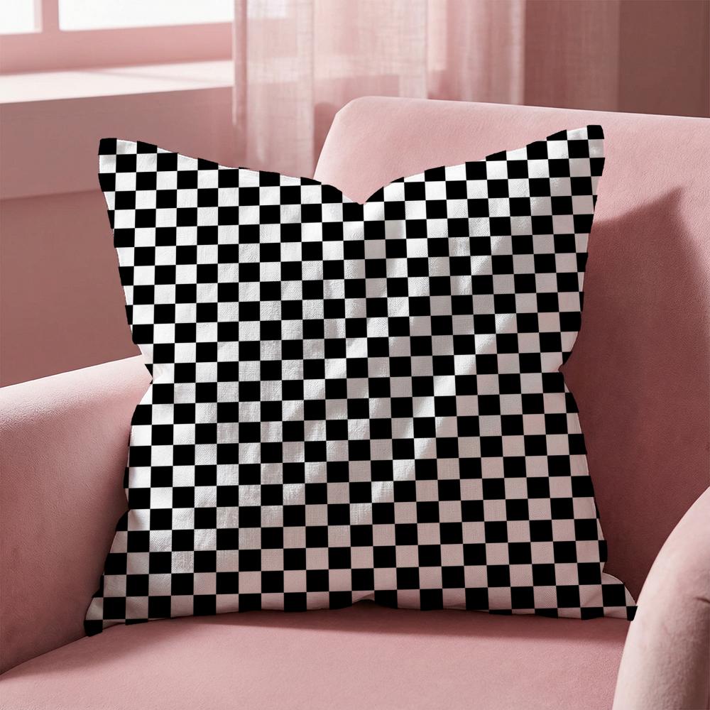 Checkerboard Cushion Cover MultiScene Pillow Cover for Home Car Reversible Soft Durable for Daily Use