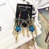 Vintage court gem set earrings long temperament bohemian earrings niche earrings women