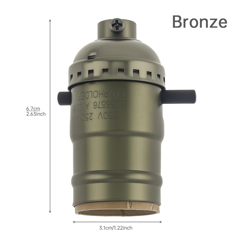 Vintage E26 E27 Push Thru Lamp Socket On Off Switch Replacement Bulb Socket Heavy Duty Antique Lighting Retro Easy Install