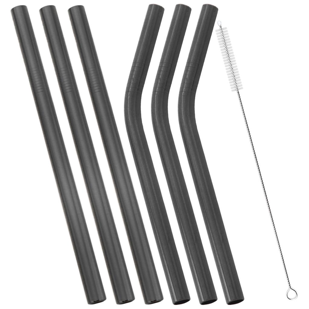6pcs Fruit Juice Milkshake Cocktail Straw Pearl Milk Tea Drinking Straw Set Wide 12mm Stainless Steel Straw Home Bar Accessories