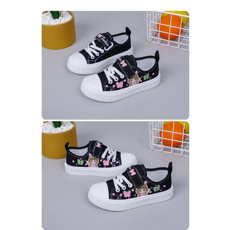 Fashion Children's Cartoon Canvas Girls Flat Casual Running Board Shoes