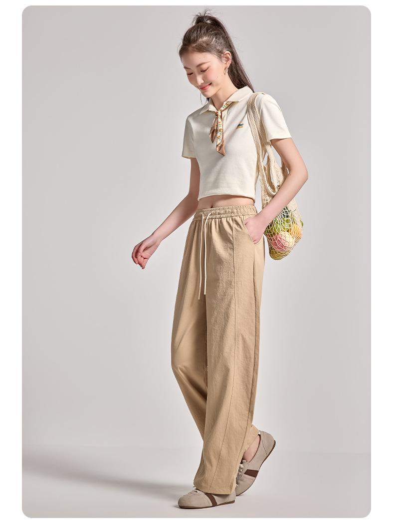

2026 Spring/Summer Women s Curved Blade Wide-Leg Casual Nine-Point Pants - Fashionable, Versatile, Lightweight XL (55-62 kg)