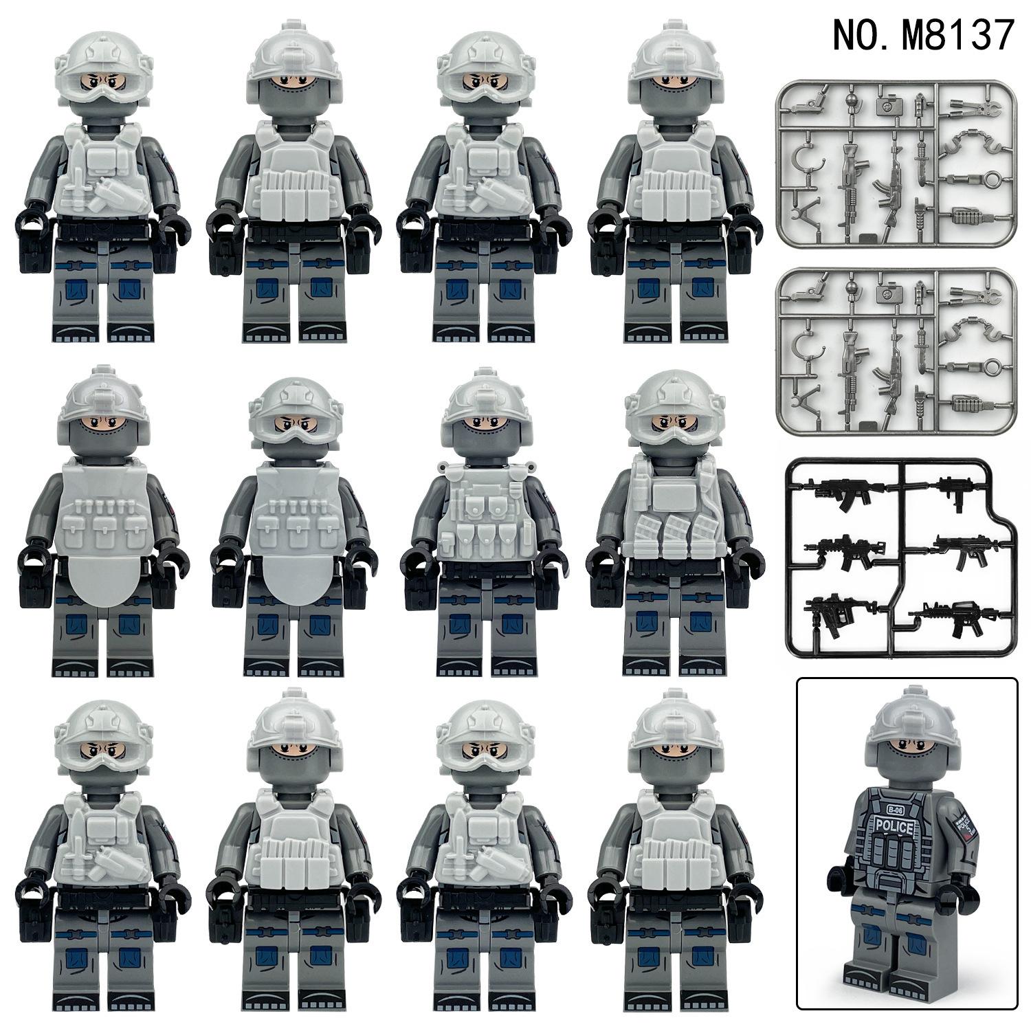 Railway Strain Force M8137 Children Assemble Small Particle Building Block Toys Military Minifigures