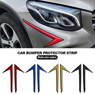 2Pcs Universal Rubber Car Front/Rear Bumper Protector Strip Edge Guard Corner Stickers Decoration Scratch Auto